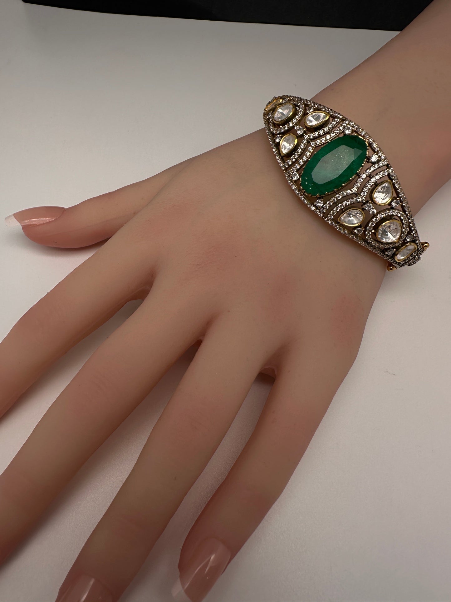 92.5 Silver Green  Moissanite Bracelet