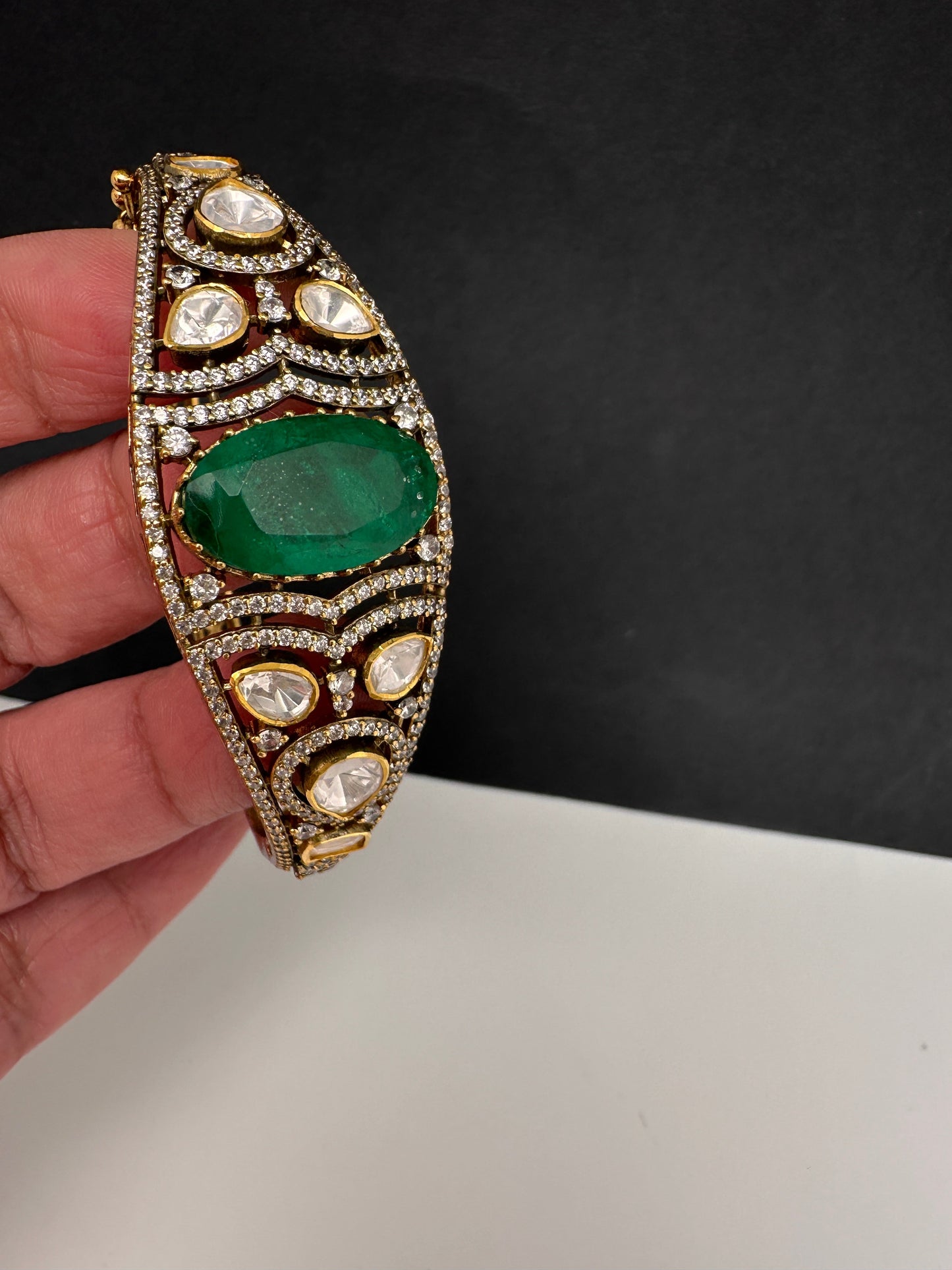 92.5 Silver Green  Moissanite Bracelet