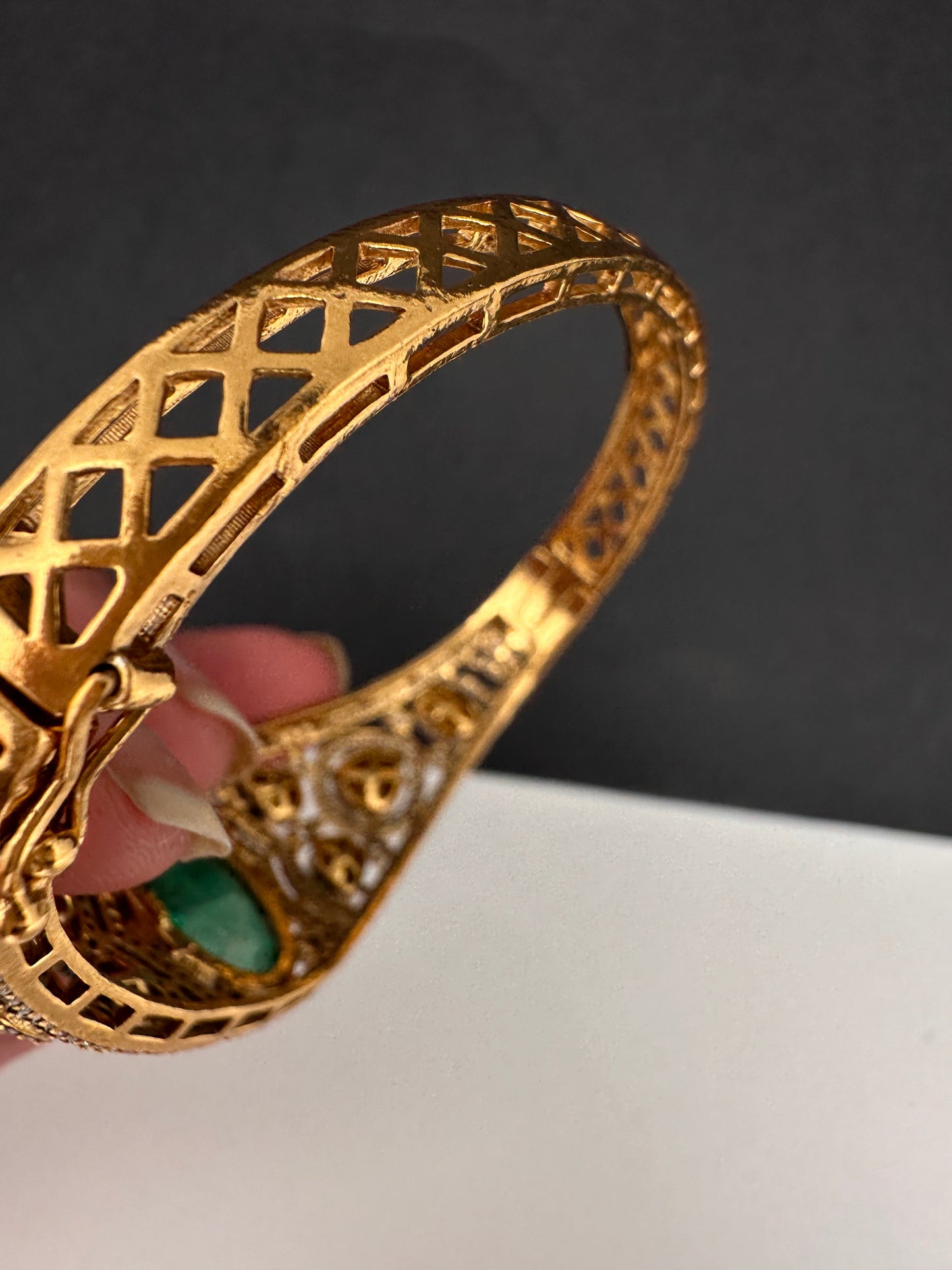 92.5 Silver Green  Moissanite Bracelet