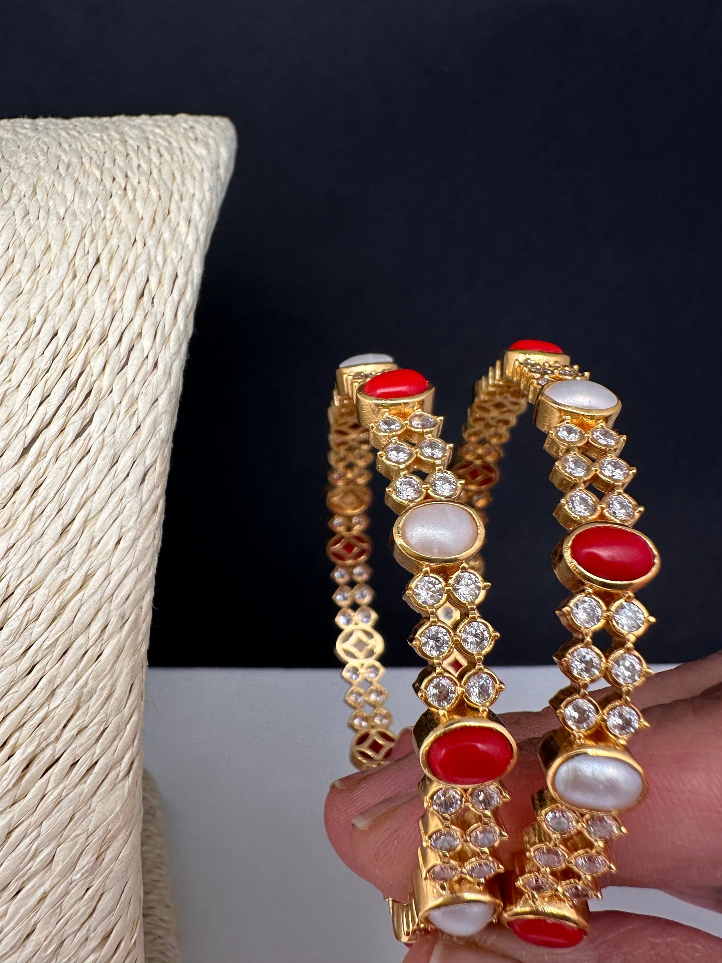 92.5 Silver Coral Pearl Bangles 2.4