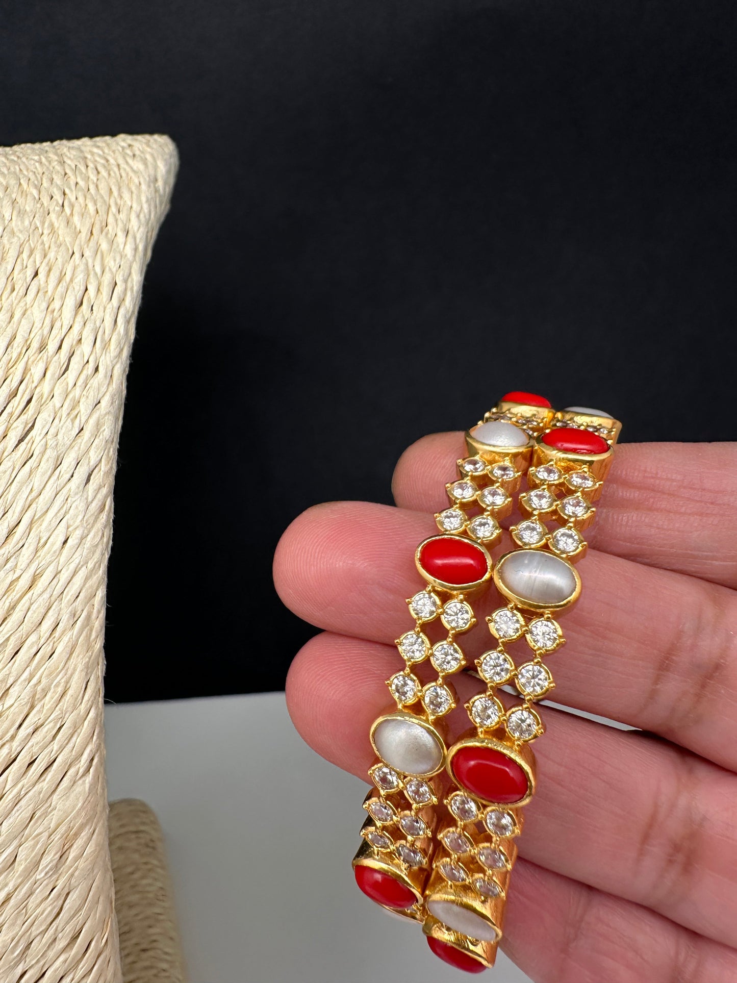 92.5 Silver Coral Pearl Bangles 2.4