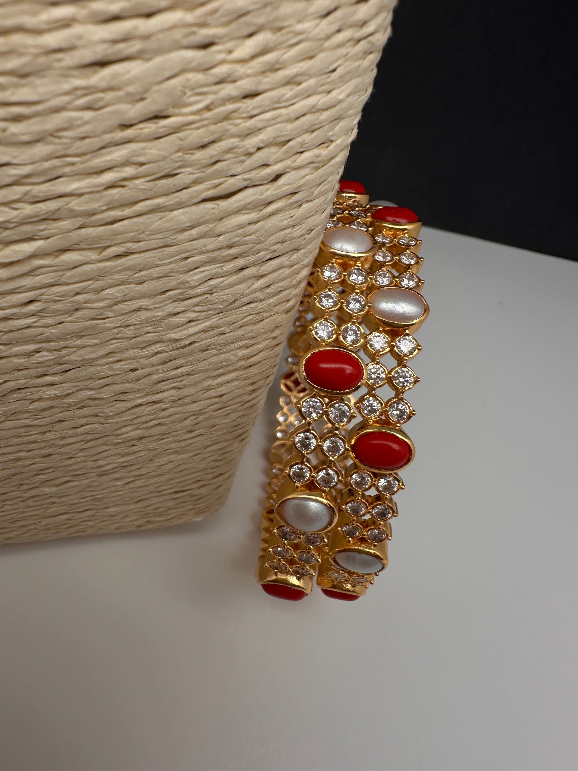 92.5 Silver Coral Pearl Bangles 2.8