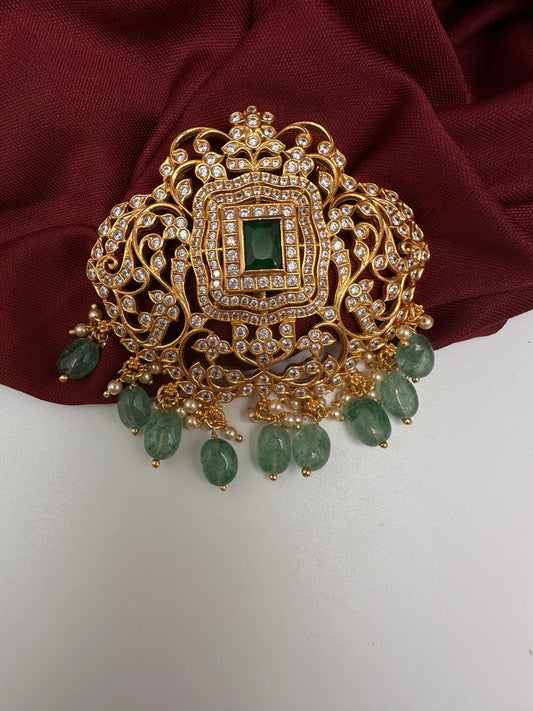 CZ Emerald Beads  92.5 Silver Pendent