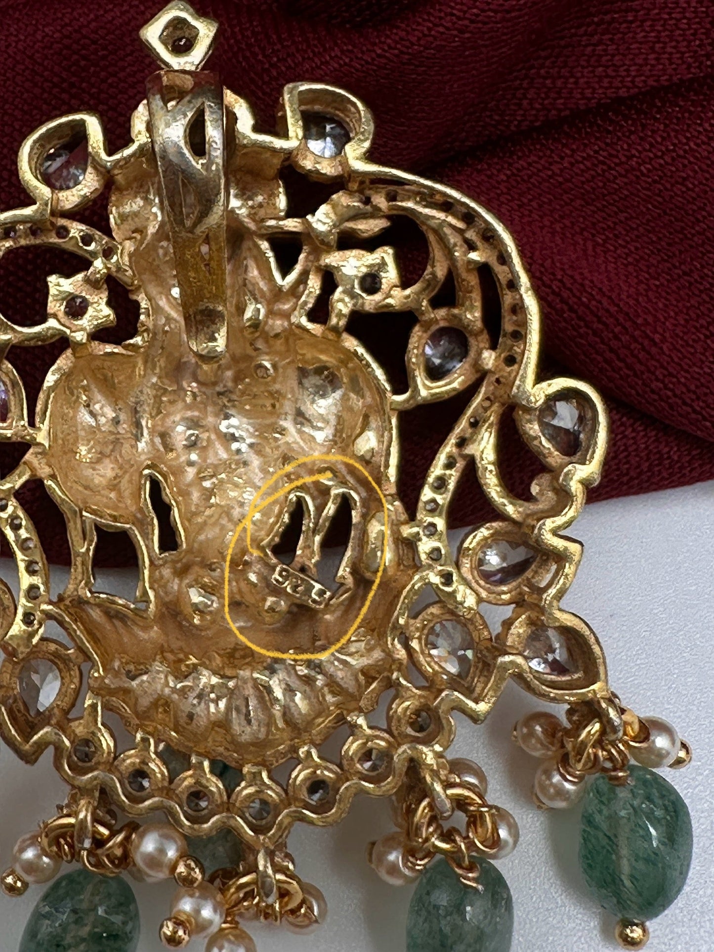 Krishna CZ Emerald Beads  92.5 Silver Pendent