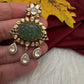Moissanite Green Carved Stone 92.5 Silver Pendent - 