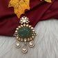 Moissanite Green Carved Stone 92.5 Silver Pendent - 