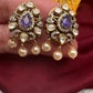 92.5 Silver Purple Moissanite Pendent Set - 