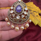 92.5 Silver Purple Moissanite Pendent Set - 