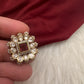92.5 Silver Red Moissanite Dainty Pendent Set - 