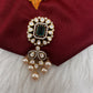 92.5 Silver Red Moissanite Green Pendent Set - 