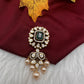 92.5 Silver Red Moissanite Green Pendent Set - 