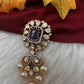 92.5 Silver Green Moissanite Green Pendent Set - 