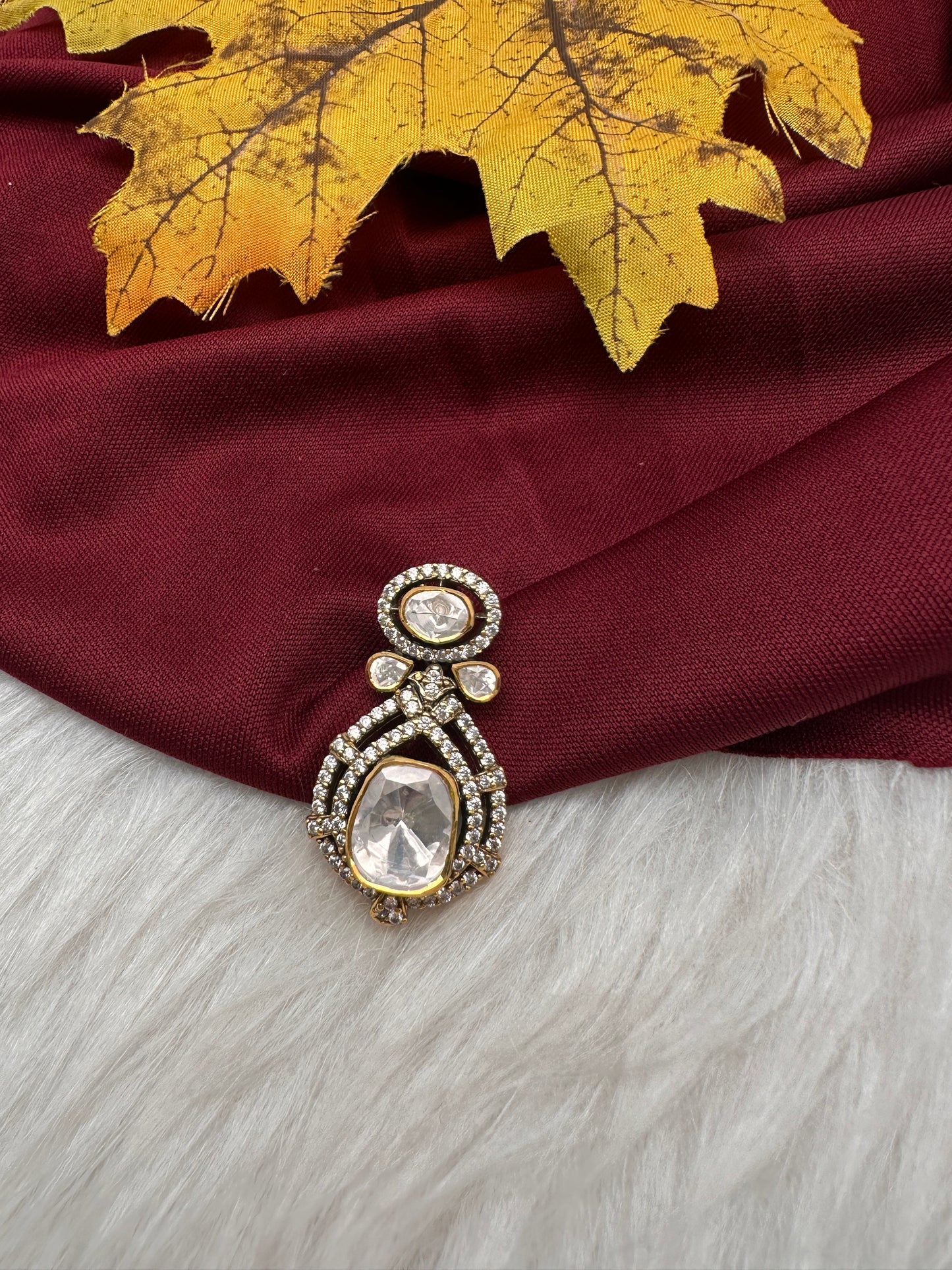 92.5 Silver Moissanite Pendent Set - 