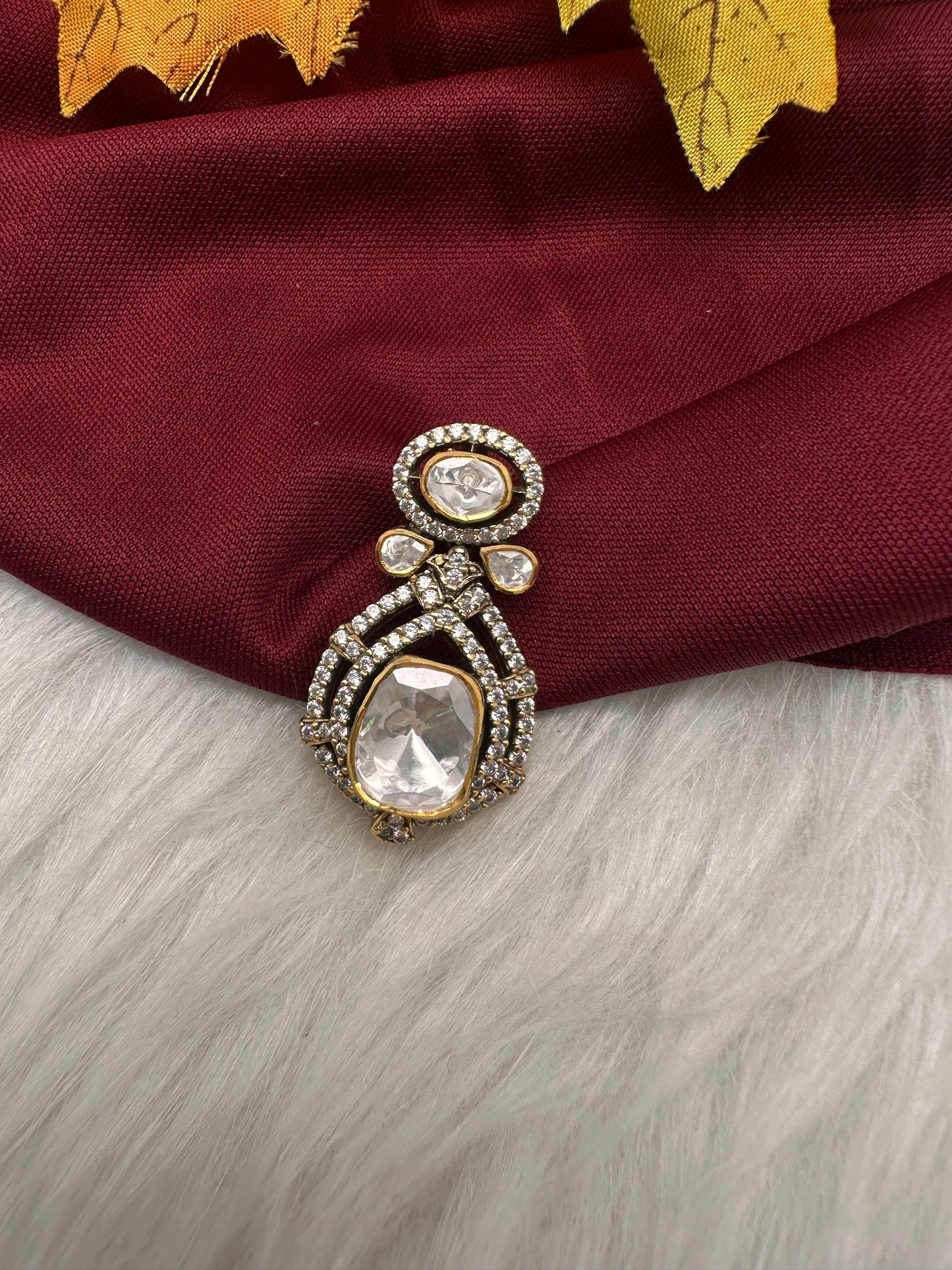 92.5 Silver Moissanite Pendent Set - 