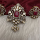 92.5 Silver Red Moissanite Pendent Set - 