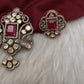92.5 Silver Red Moissanite Pendent Set - 