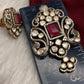92.5 Silver Red Moissanite Pendent Set - 
