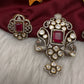 92.5 Silver Red Moissanite Pendent Set - 