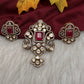 92.5 Silver Red Moissanite Pendent Set - 