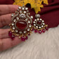 92.5 Silver Red Moissanite Statement Pendent Set - 