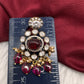 92.5 Silver Red Moissanite Statement Pendent Set - 