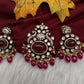 92.5 Silver Red Moissanite Statement Pendent Set - 