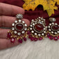 92.5 Silver Red Moissanite Statement Pendent Set - 