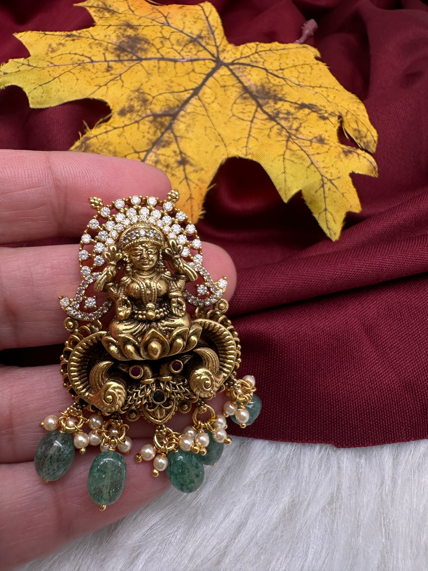 92.5 Silver Nakshi Goddess Lakshmi Pendent - 