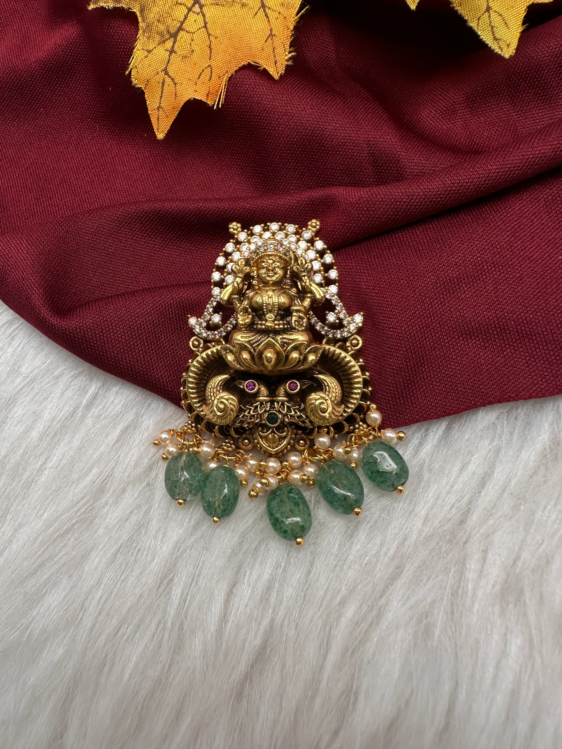 92.5 Silver Nakshi Goddess Lakshmi Pendent - 