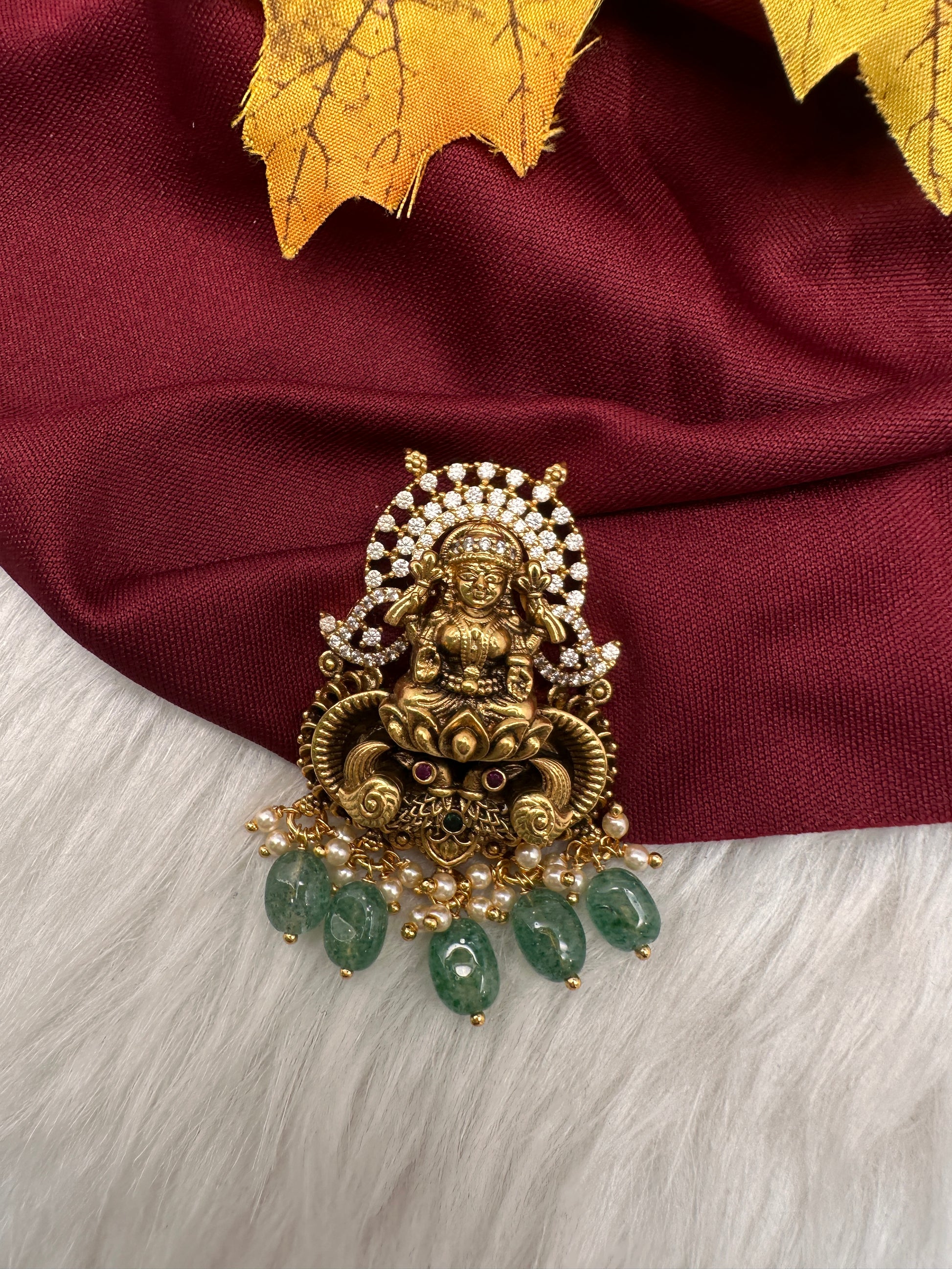 92.5 Silver Nakshi Goddess Lakshmi Pendent - 