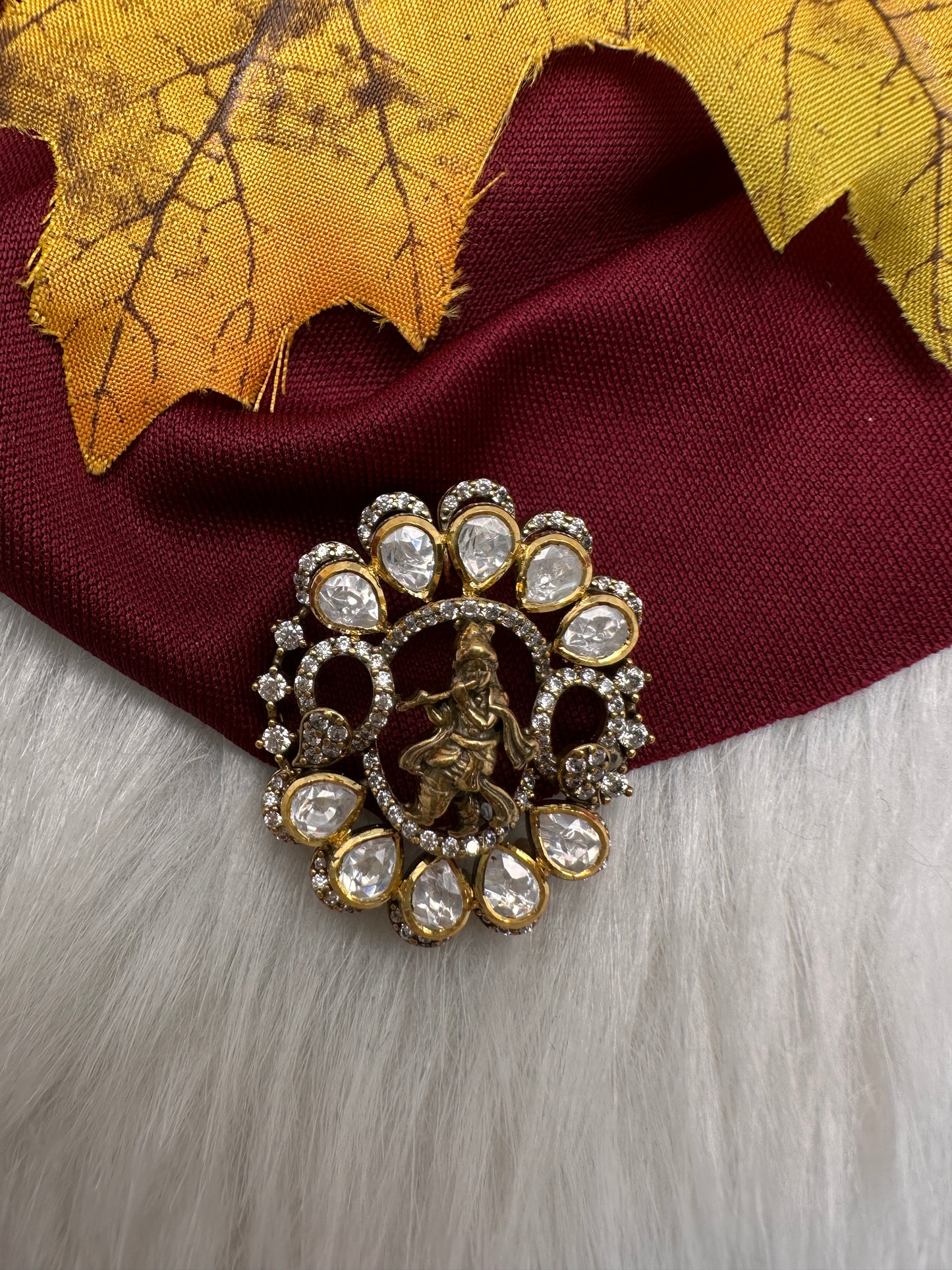 92.5 Silver Nakshi Krishna Pendent - 