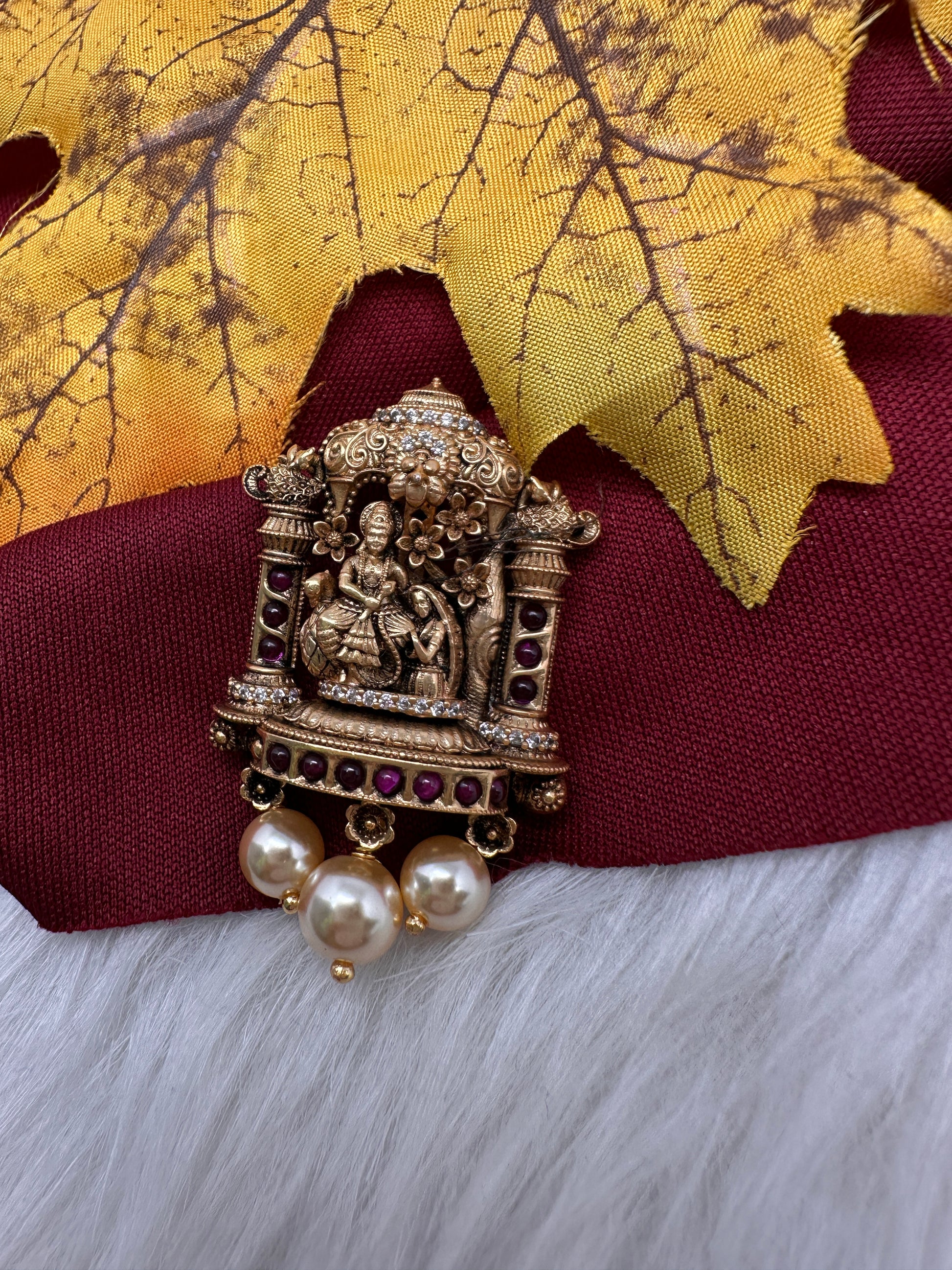 92.5 Silver Nakshi Matte Goddess Pendent - 