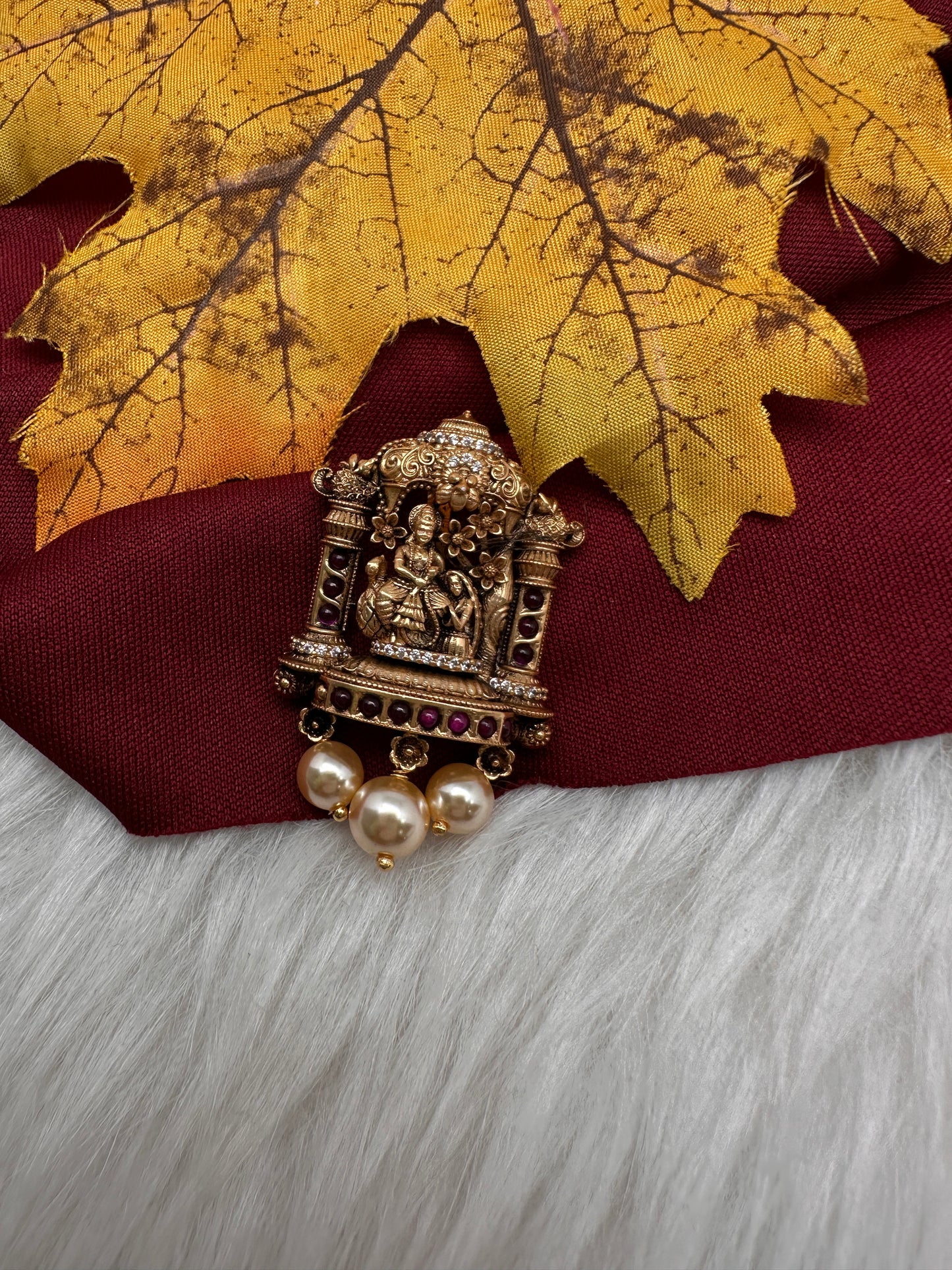 92.5 Silver Nakshi Matte Goddess Pendent - 