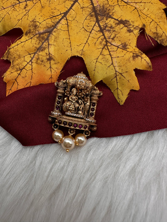 92.5 Silver Nakshi Matte Goddess Pendent - 