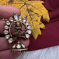 92.5 Silver Nakshi Matte Goddess Lakshmi Pendent - 