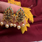 92.5 Silver Nakshi Matte Ganesha Earrings - 