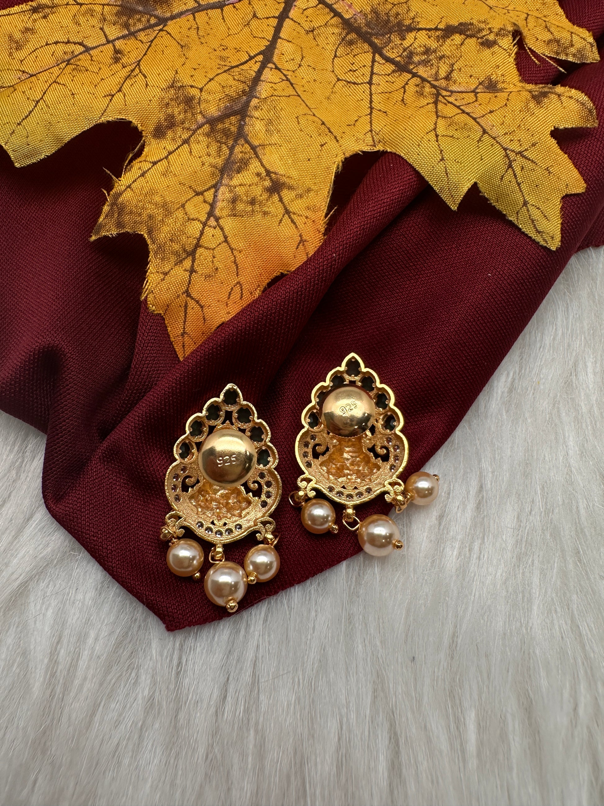 92.5 Silver Nakshi Matte Ganesha Earrings - 