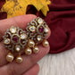 92.5 Silver Moissanite Red Stud Earrings - 