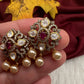 92.5 Silver Moissanite Red Stud Earrings - 