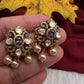 92.5 Silver Moissanite Purple Stud Earrings - 