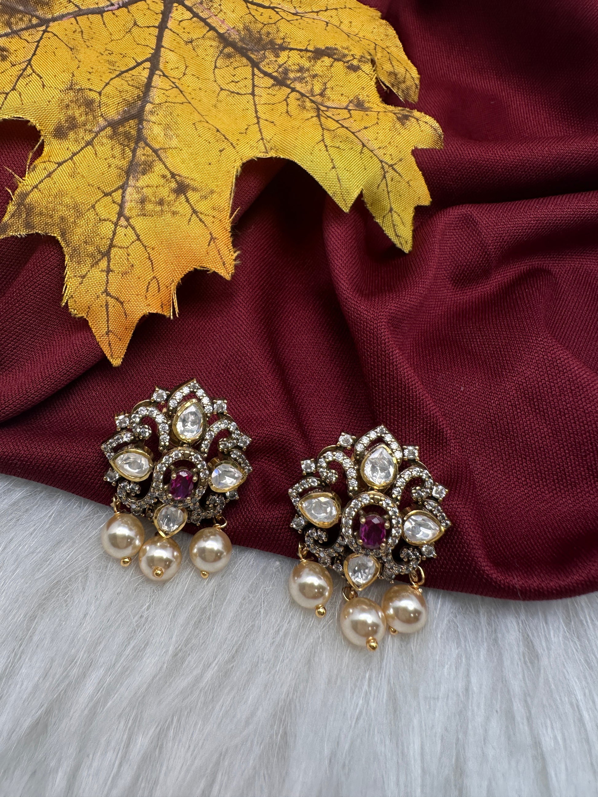92.5 Silver Moissanite Purple Stud Earrings - 