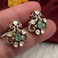 92.5 Silver Moissanite Mint Green Small Stud Earrings - 