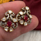 92.5 Silver Moissanite Red Small Stud Earrings - 