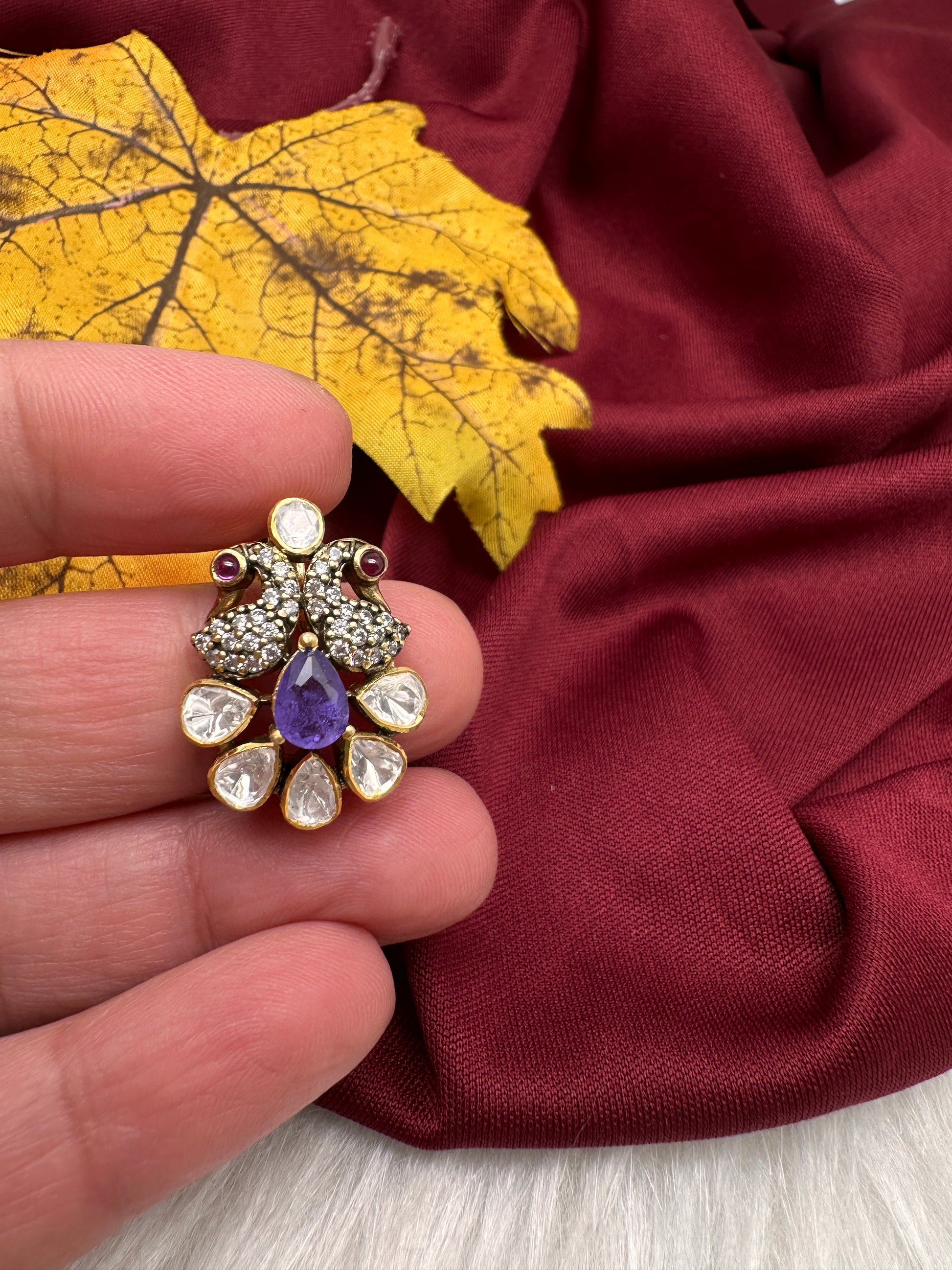 92.5 Silver Purple Dainty Pendent - 