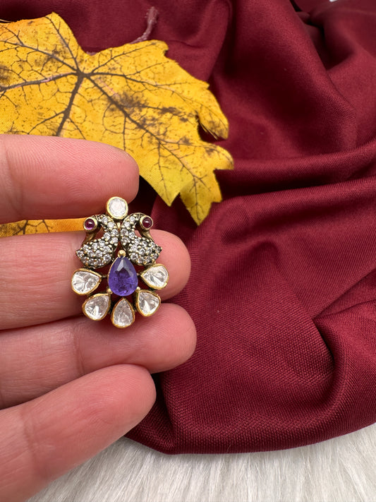 92.5 Silver Purple Dainty Pendent - 