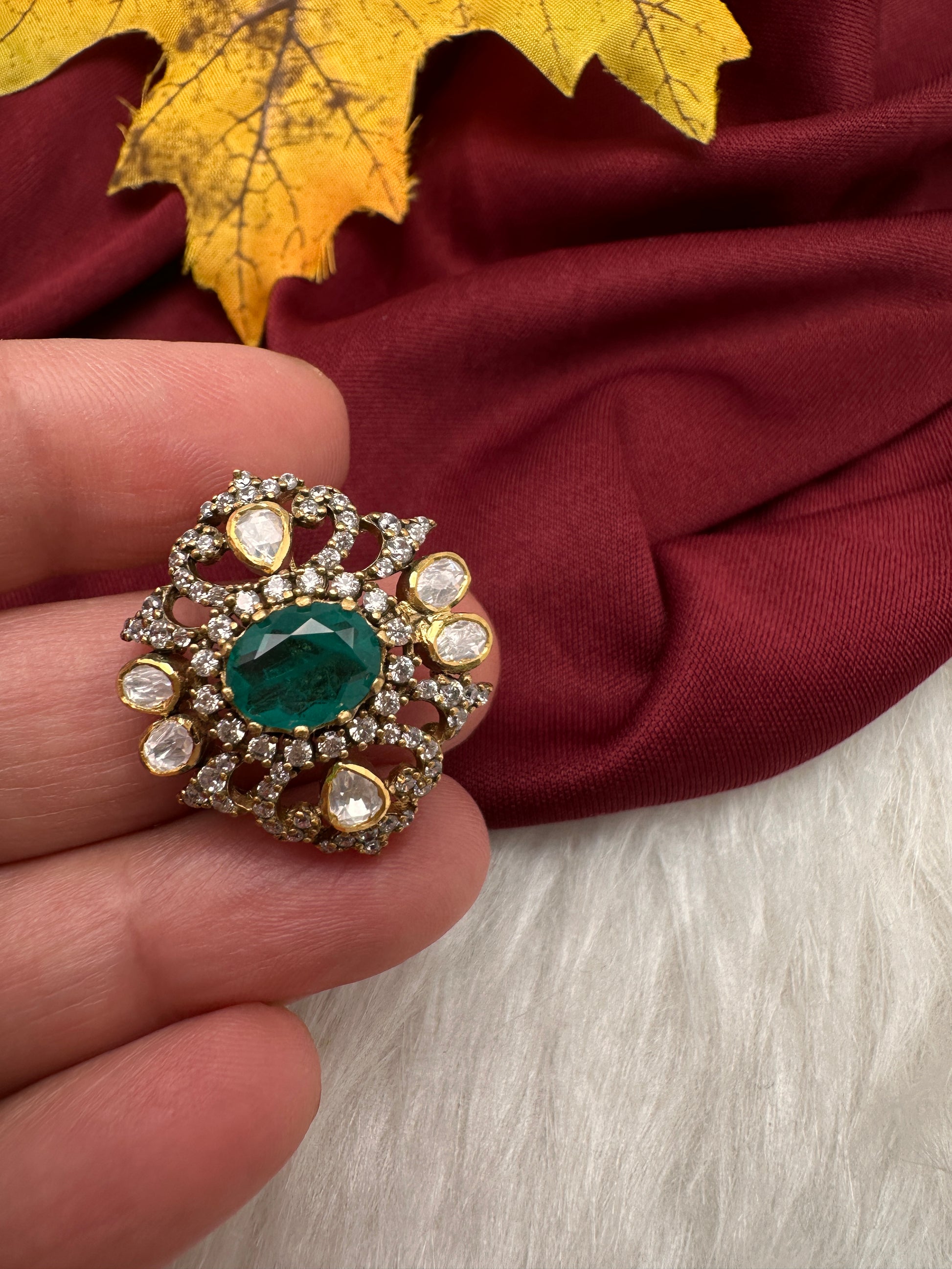 92.5 Silver Green Dainty Pendent - 
