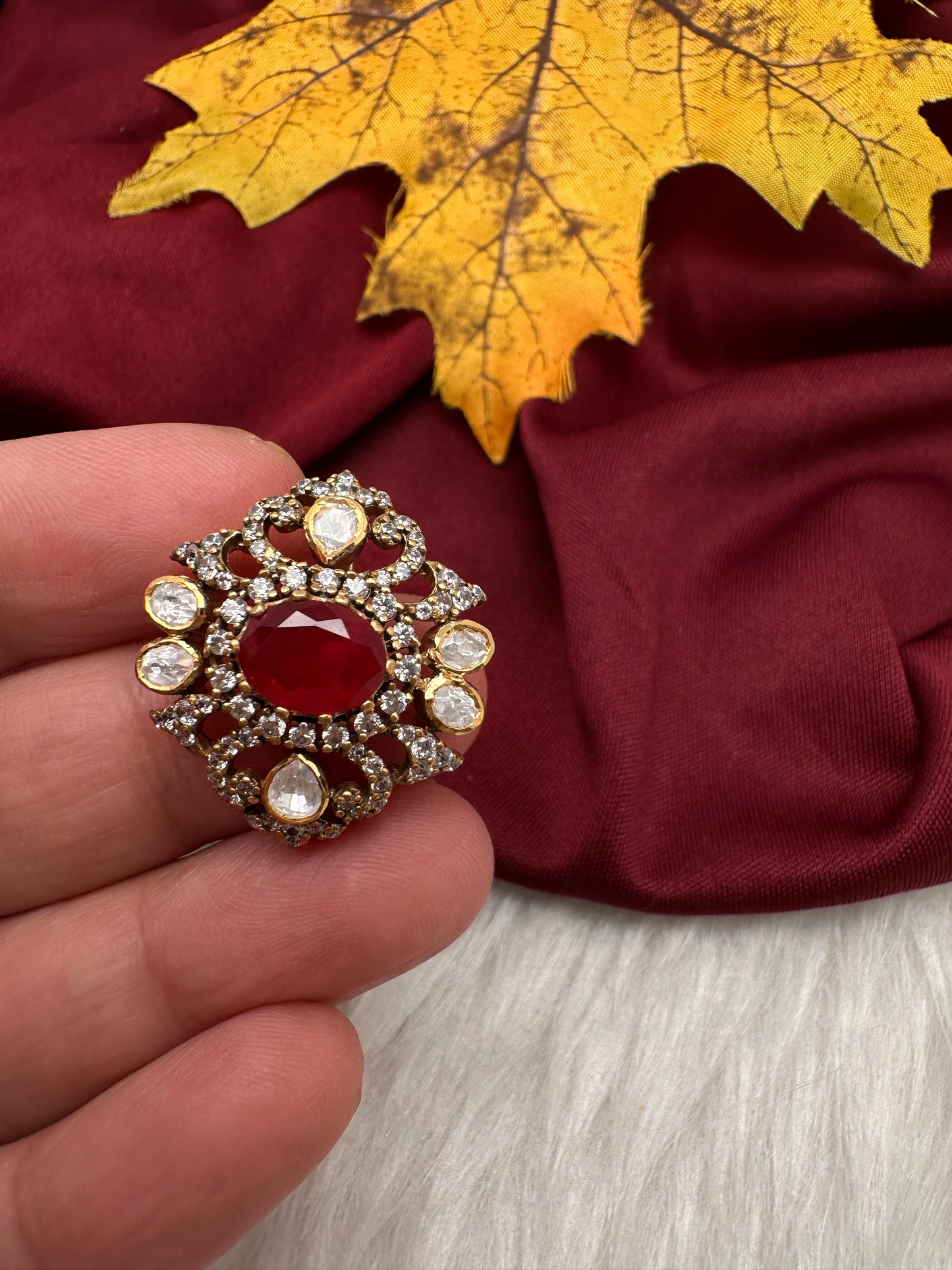 92.5 Silver Red Dainty Pendent - 