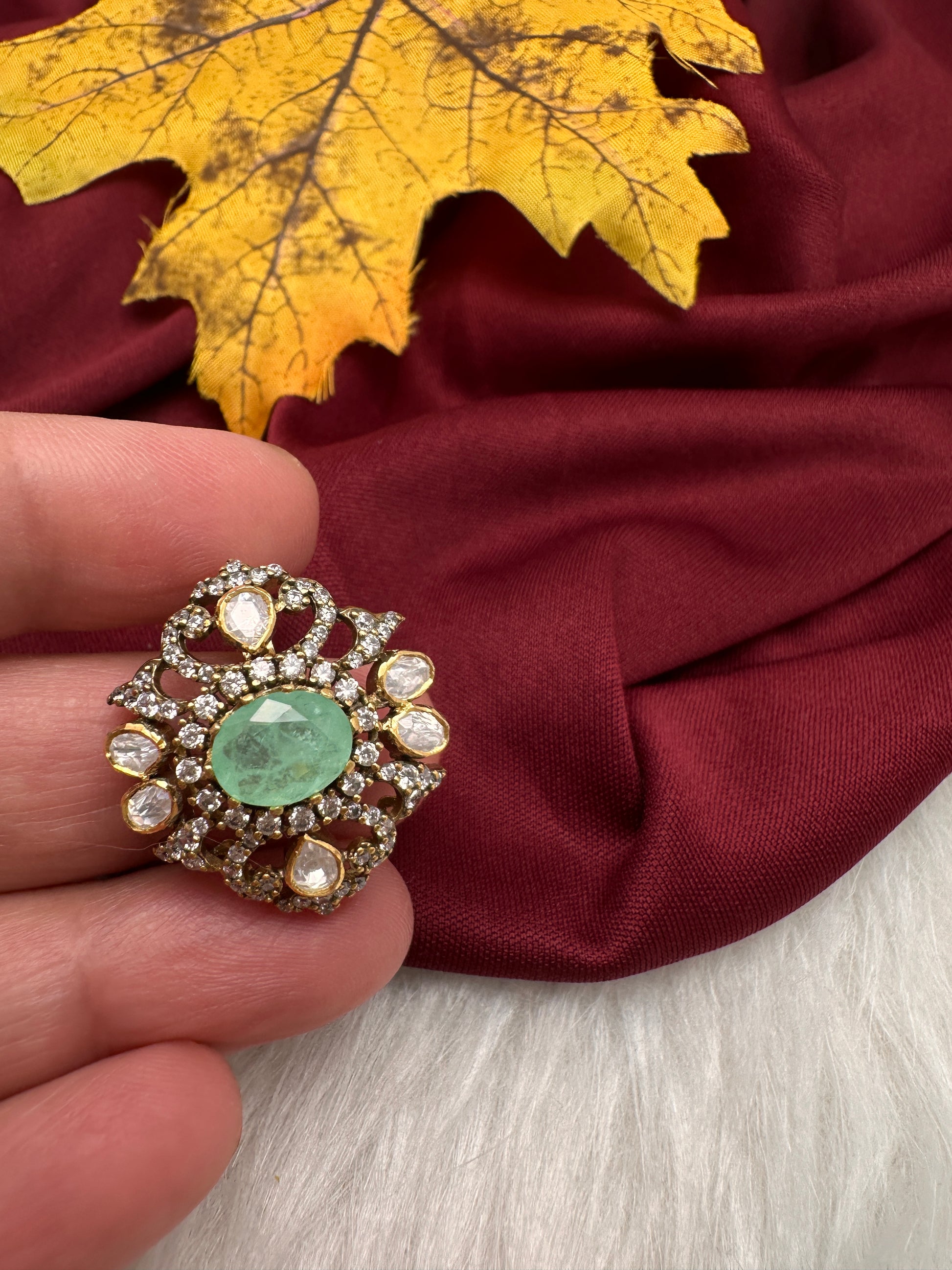 92.5 Silver Mint Green Dainty Pendent - 