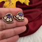 92.5 Silver Moissanite Purple Small Stud Earrings - 