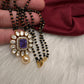 Purple Moissanite  Black Beads  92.5 Silver Chain - 